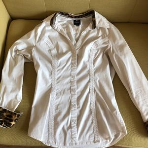 Express Essentials White Button-down Dress Shirt